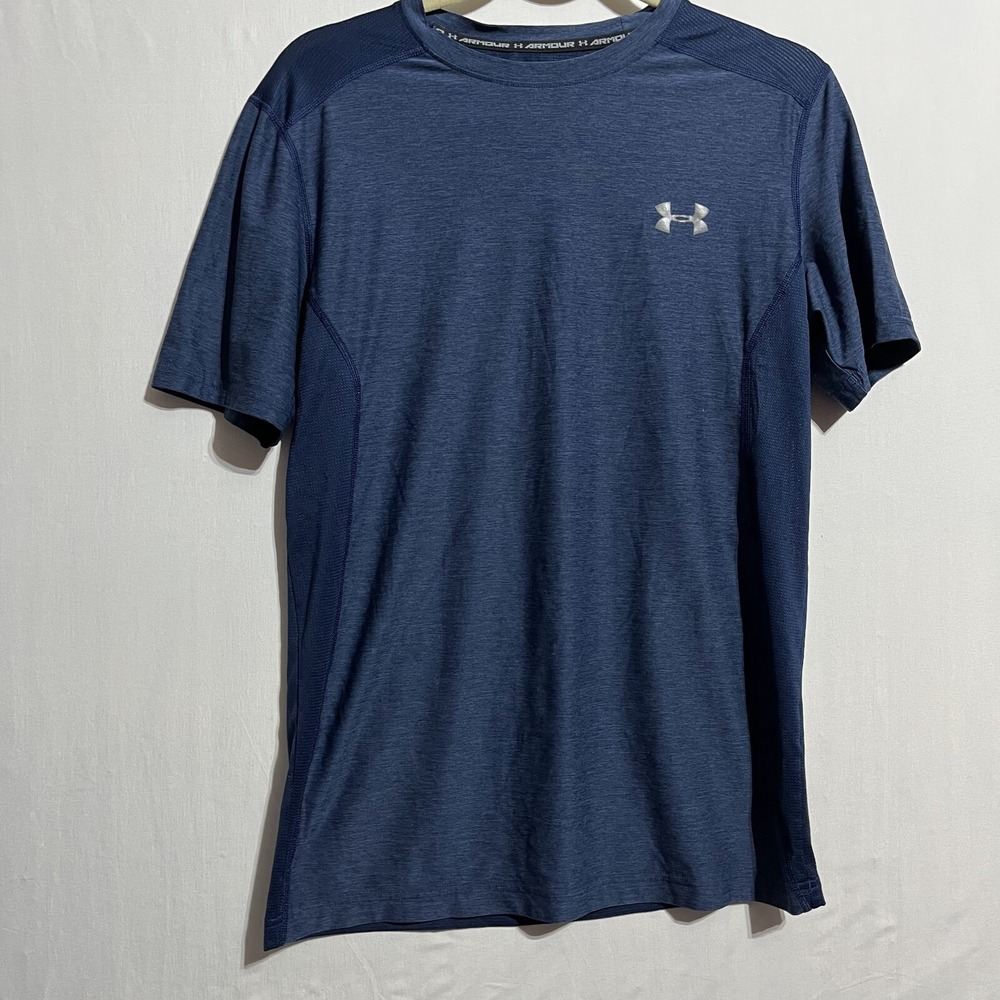 Under Armour Heatgear T-Shirt Men's Small Navy Blue Fitted Short Sleeve Pullover